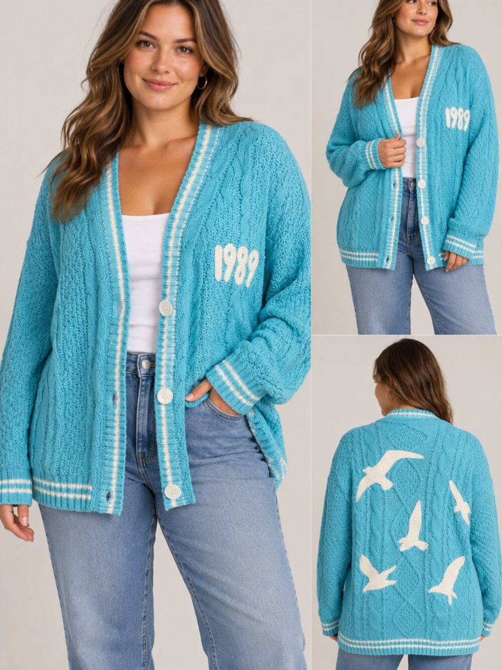 Taylor Swift 1989 Taylor's Version Blue Knit Cardigan Sweater XL 2X